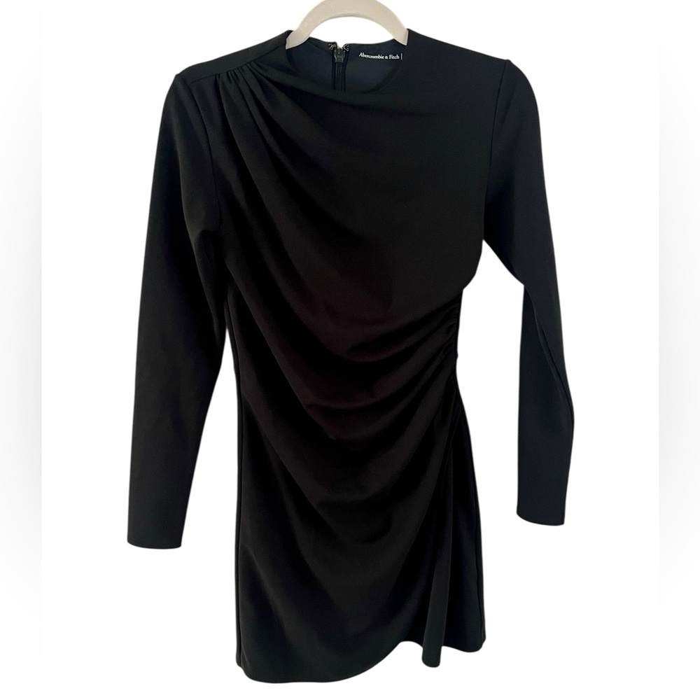 Abercrombie black long sleeved mini ruched dress